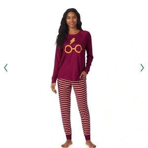 Women’s Harry Potter Gryffindor Colors Long Sleeve Pajama Top Jogger Set Size XL